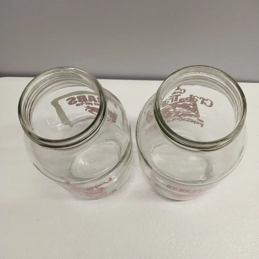 Pensacola Beach Crab 30oz Glass Jars Set 2 Funny Barware Souvenir
